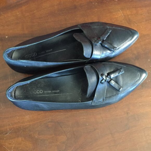 ECCO LEATHER FLAT SHOES SIZE 10 - Picture 3 of 8